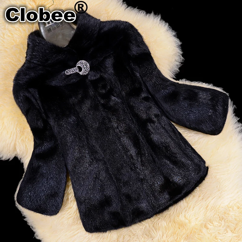 Шуба из меха норки Женское пальто короткая Дизайнерская куртка искусственного с