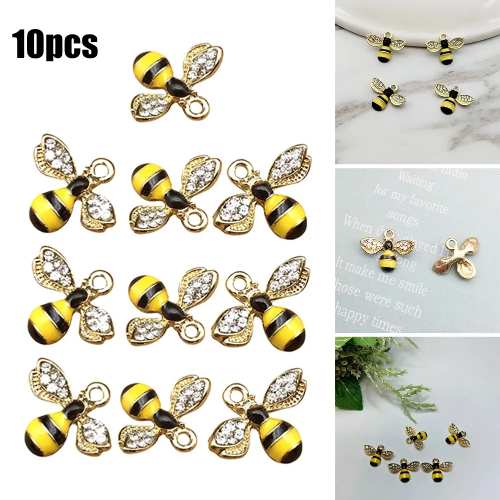 

10 Pcs Bee 1.8x1.4cm Charms Pendent Necklace Bracelet Earrings Jewellery Making Black Gold 2021 New