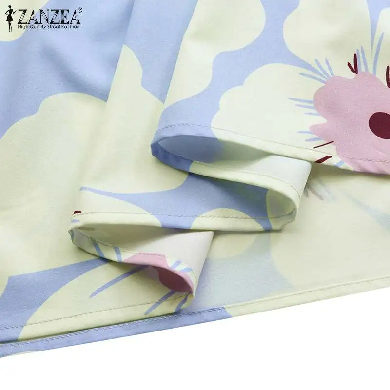 

Floral Print Maxi Vestidos ZANZEA Behemian Women Dress 2021 Summer Casual Short Sleeve Long Sundress Holiday Robe Oversize 5XL