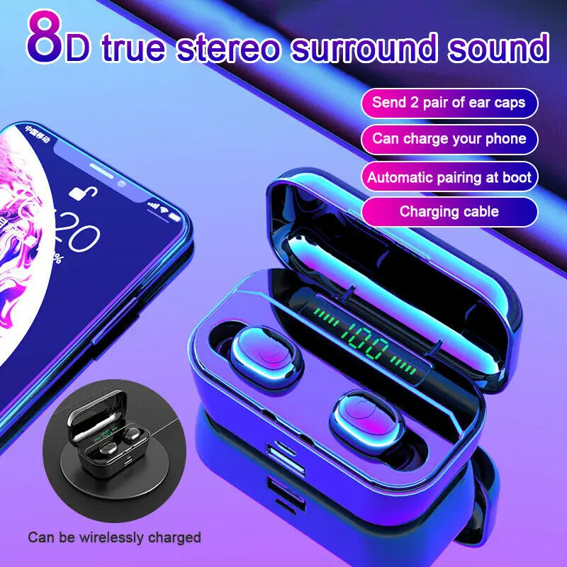 

Wireless Earbuds Bluetooth 5.0 Headset TWS Mini Earphones Headphones For iPhone