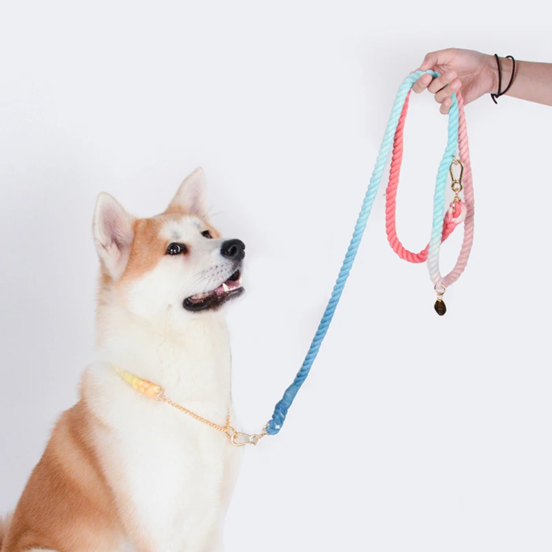

Dog Leash Round Cotton Dogs Lead Rope Colorful Pet Long Leashes Belt Outdoor Dog Walking Training Leads Ropes Dog Collar