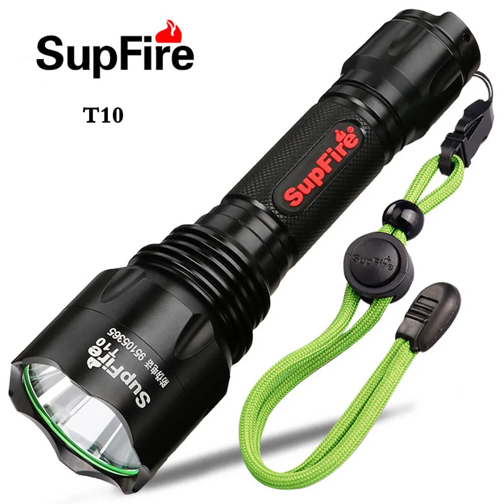 

Светодиодный фонарик SupFire T10 с перезаряжаемой батареей 18650, портативный уличный фонарь, суперъяркая велосипедная лампа, лампа для кемпинга