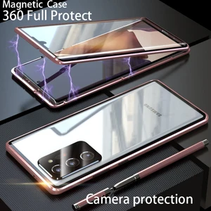magnetic with screen protector camera protection for samsung galaxy note 20 ultra s21 plus s20 fe phone case cover fundas metal free global shipping