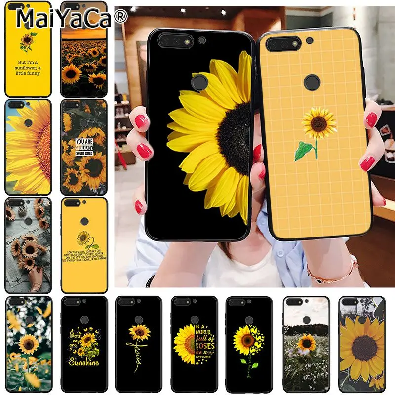 Красивый чехол MaiYaCa для телефона с желтым цветком подсолнухом Huawei Honor 8X 9 10 20 Lite 8A 5A