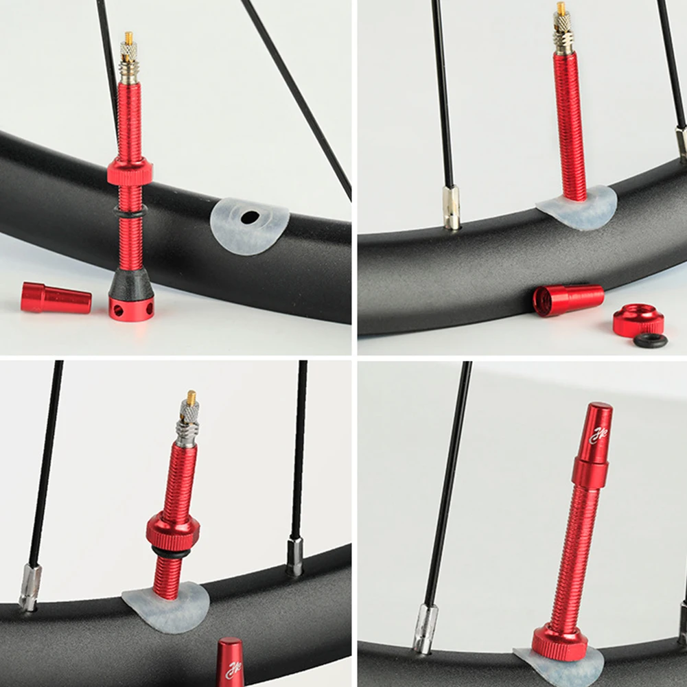 

2PCS Bicycle Tubeless Presta Valve Stem 44mm/66mm F/V Nipple Brass Core Presta Valve Stem Kit for Mountain/Road Bike Red/Black