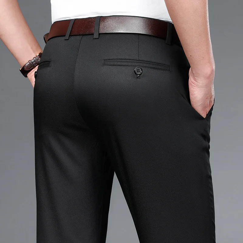 

Tencel Lyocell men's casual pants summer thin straight loose breathable thin pants ice silk non iron men's trousers