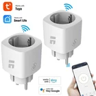 Смарт-разъем Wi-Fi розетка ЕС 10A 240V Мощность монитор Функция времени Tuya приложения SmartLife Управление работает с Alexa и Google Assistant