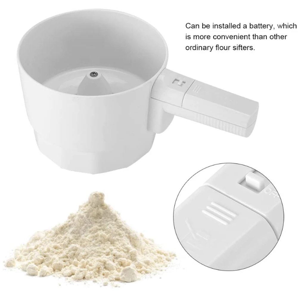 plastic cup shape electric flour sieve mechanical hand held sifter shaker cakes sugar mesh sieve baking tools kitchen gadgets free global shipping