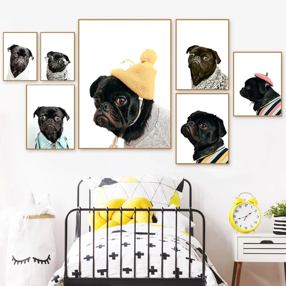 

Настенная картина на холсте для мопса или черной собаки | Печать на холсте, постеры и принты в скандинавском стиле, настенные картины, декор ...