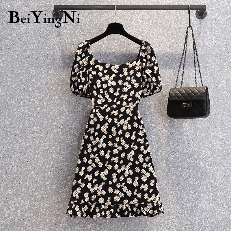 

Beiyingni Plus Size Summer Dresses Women 2021 Fashion French Boho Beach Dress For Womans Floral Printed Mini Vestidos Ladies OL
