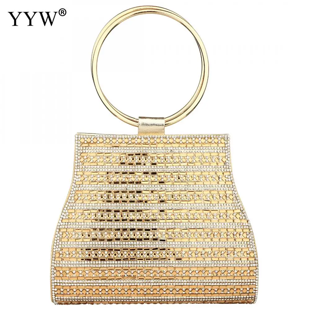 gold YYW сумки для женщин Европейская мода круглая ручка сумочка мини вечерняя сумочка клатч золотого цвета свадебные сумки Клатчи - Цвет: gold