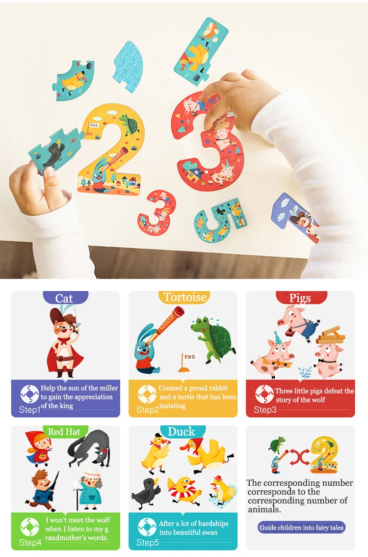 MiDeer, Обучающие игрушки-пазлы, коробка, пазлы для детей, цифровые бумажные креативные игрушки, детские головоломки, игрушки для детей 2-4 лет