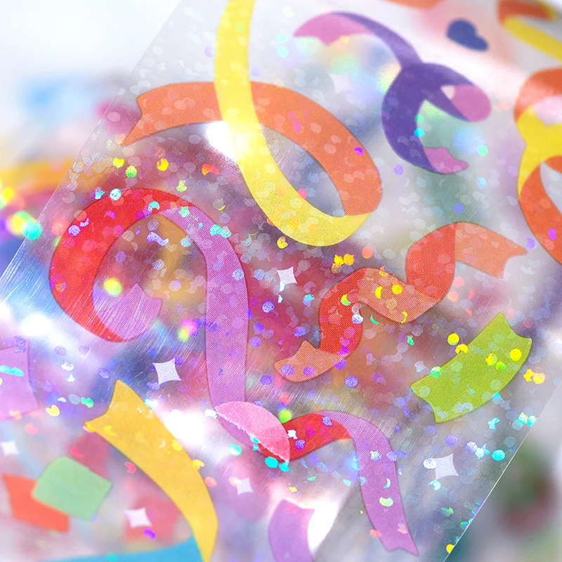 

Colorful PET Washitape Sample Decoration Material Paper Creative Junk Journal Scrapbooking Maskingtape Stationery Laser Candy
