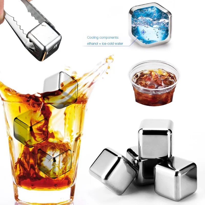 

1Pcs Stainless Steel Ice Cubes, Reusable Chilling Stones for Whiskey Wine, Keep Your Drink Cold Longer, SGS Test Pass