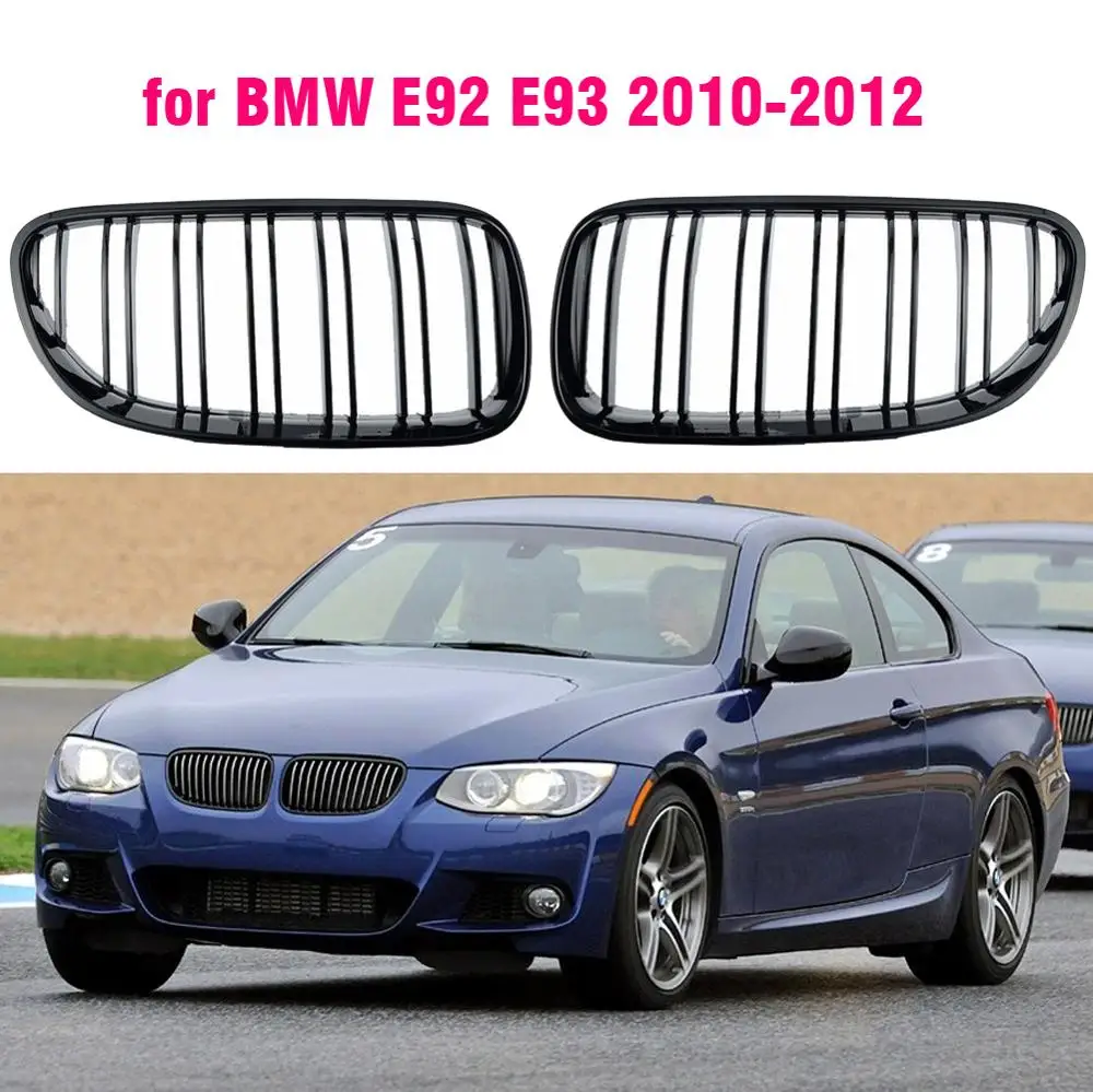 Front Grille Kidney Grill For BMW E92 E93 320I 328i 335i 2 Doors 2010 2011 2012 Car Styling Gloss Black  Dual Line