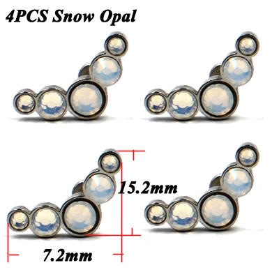 4pcs Snow Opal 4 шт. G23 Титан и хирургическая сталь внутренний резьбовой опал ухо траг серьги, Надеваемые На ушной хрящ Лабрет расширитель для пирсинга ювелирные изделия 16 г - Окраска металла: 4pcs Snow Opal