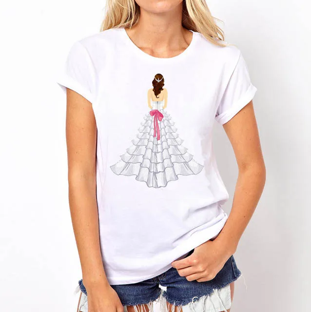 Милая Модная белая футболка с короткими рукавами и принтом для девочек