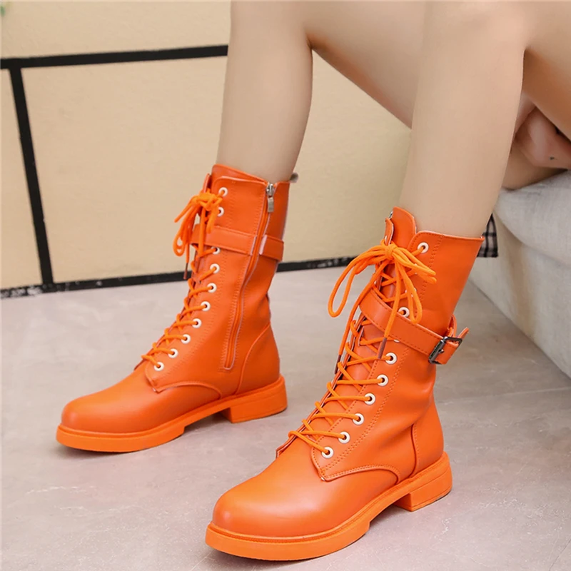 Rimocy/осенние кожаные водонепроницаемые ботинки до середины икры модные женские