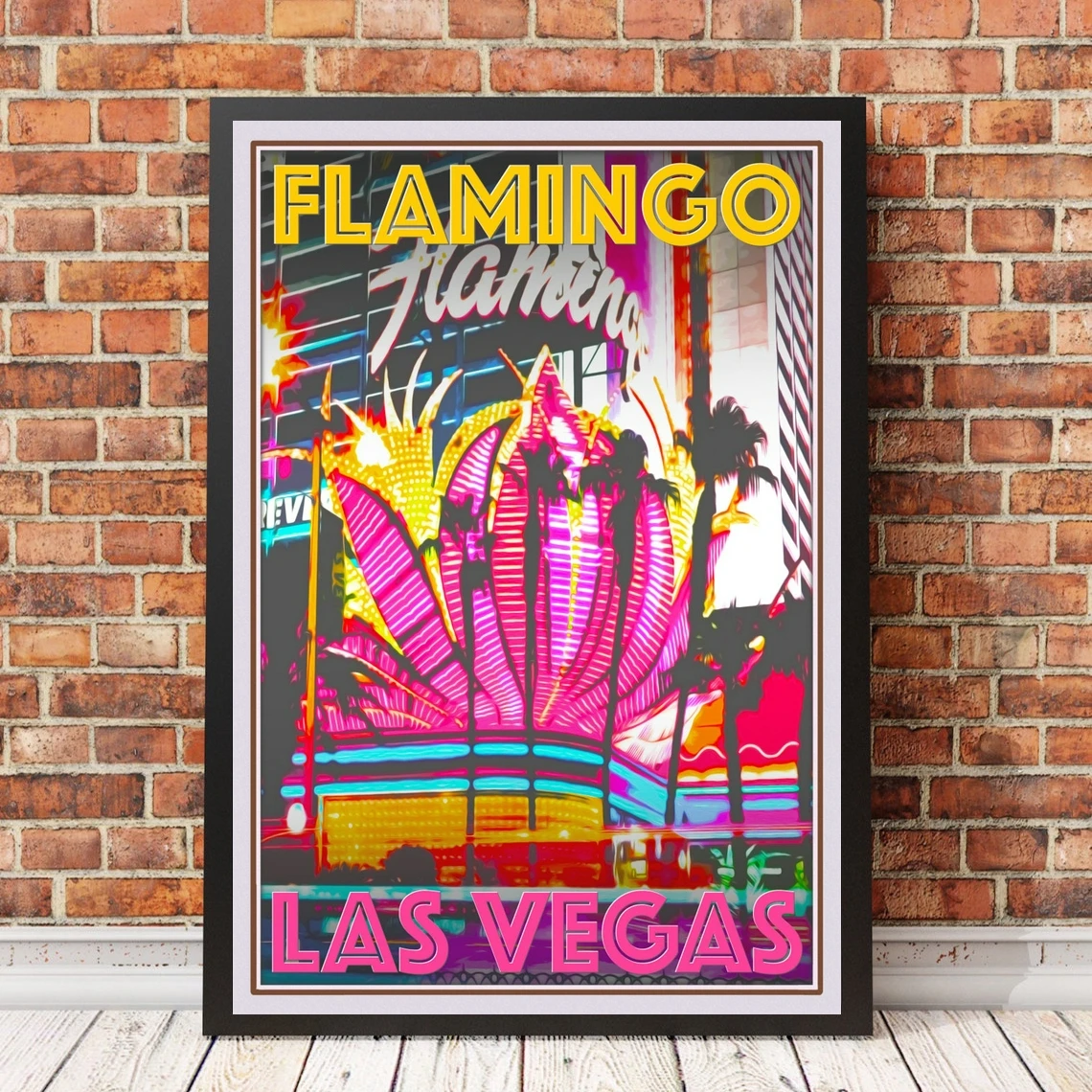 

Винтажный постер в стиле ретро для путешествий или холст-картина-Фламинго Лас-Вегас, живопись для украшения дома (без рамки)