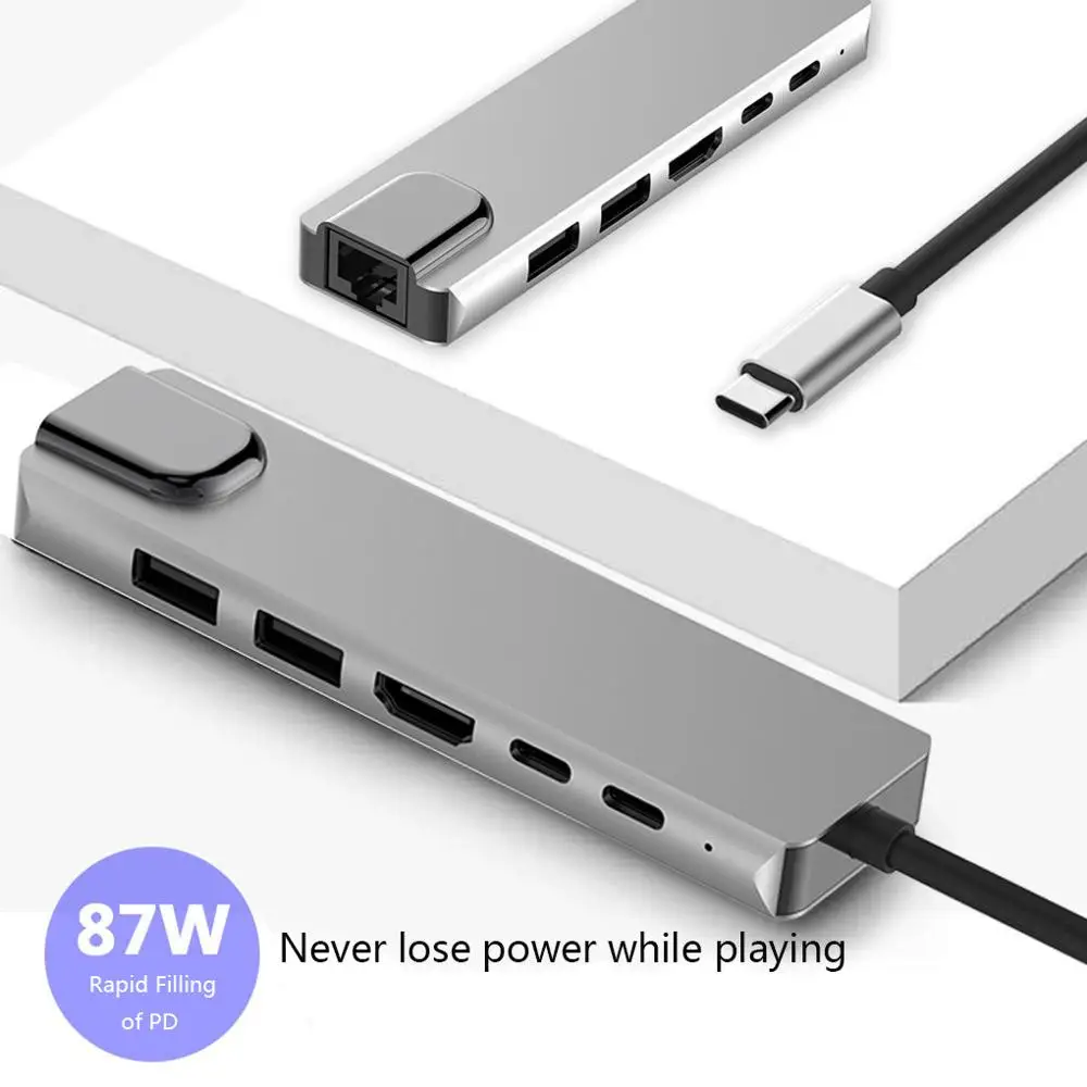 USB-Сплиттер Разветвитель USB C 3 0 HDMI-совместимый 4K /SD/TF-кард-ридер/адаптер RJ45 для MacBook