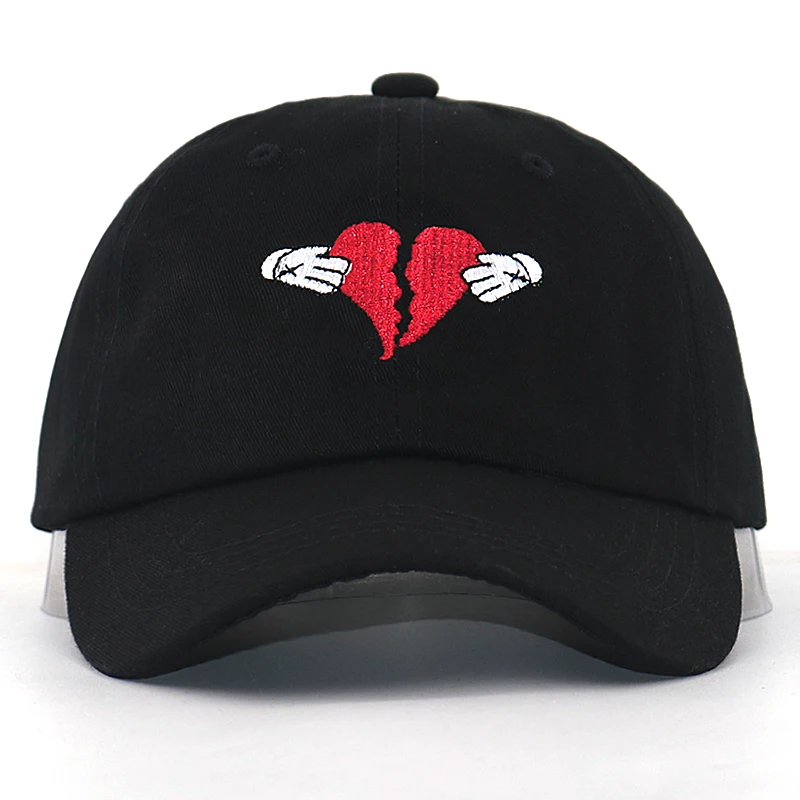 Бейсболка с вышивкой в виде сердца хлопок регулируемая модная кепка для папы