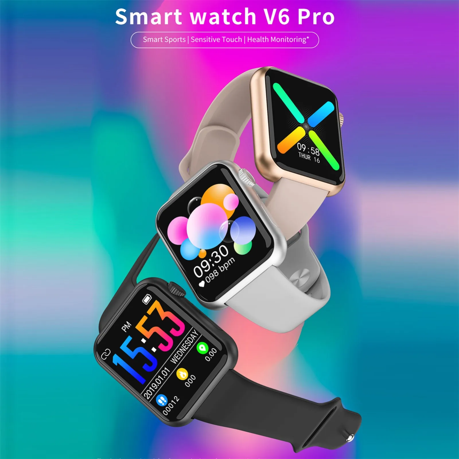 V6 Pro Smart Watch 1.44in шагомер устройство для отслеживания сердцебиения во время сна