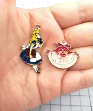 10 шт. Алиса девушка кошки ожерелье из мультфильма брелок эмалированные бусины