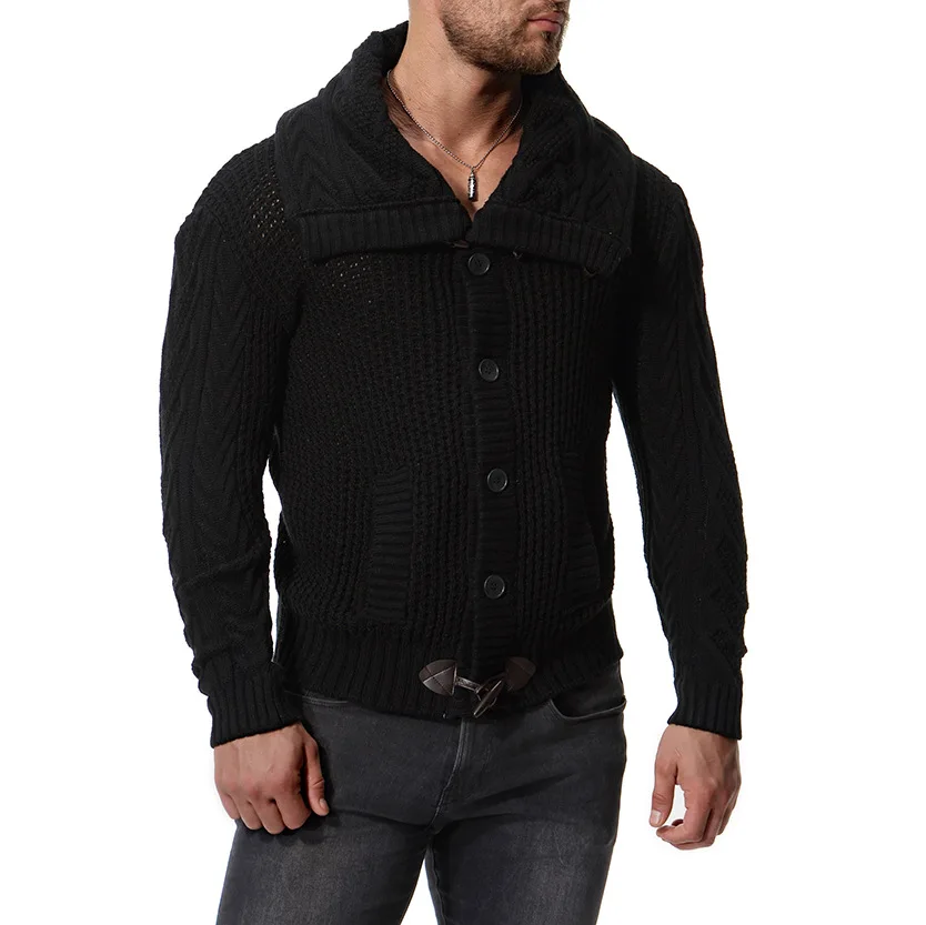 Мужской облегающий джемпер трикотажный теплый зимний мужской свитер на молнии в