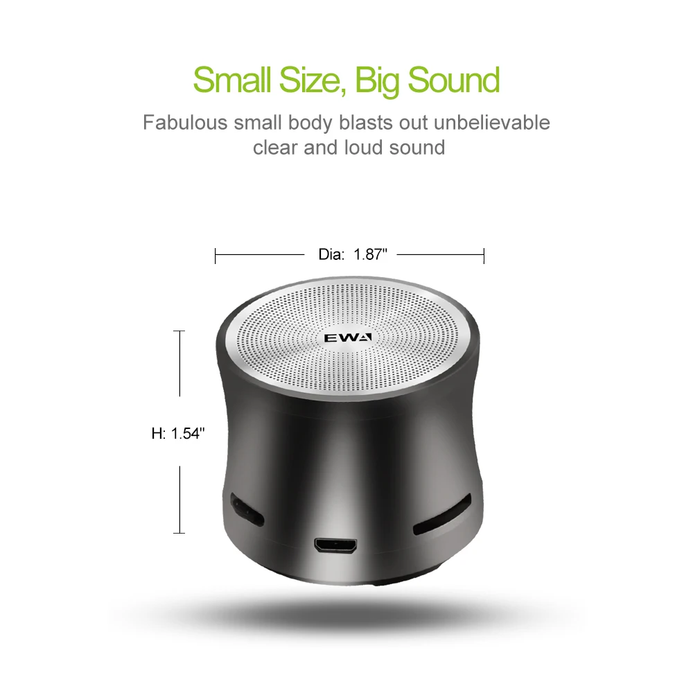 EWA A109mini беспроводной Bluetooth динамик большой звук и бас для телефона/ноутбука/Pad Поддержка MicroSD карты