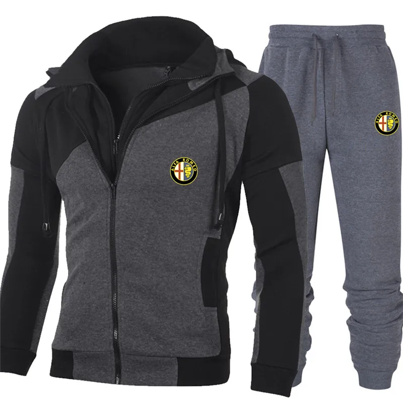 

Sportswear Men's Fashion Hoodie Suit Alfa Romeo Car Logo Brand Suit Sweatshirt + Sweatpants Fall Zipper Winter Hoodies Man