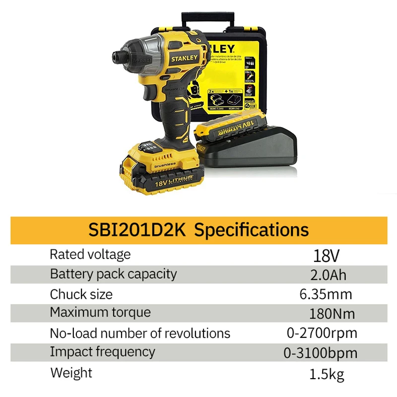 Ударный гайковерт STANLEY 18 в 2000 мАч литий-ионный аккумулятор