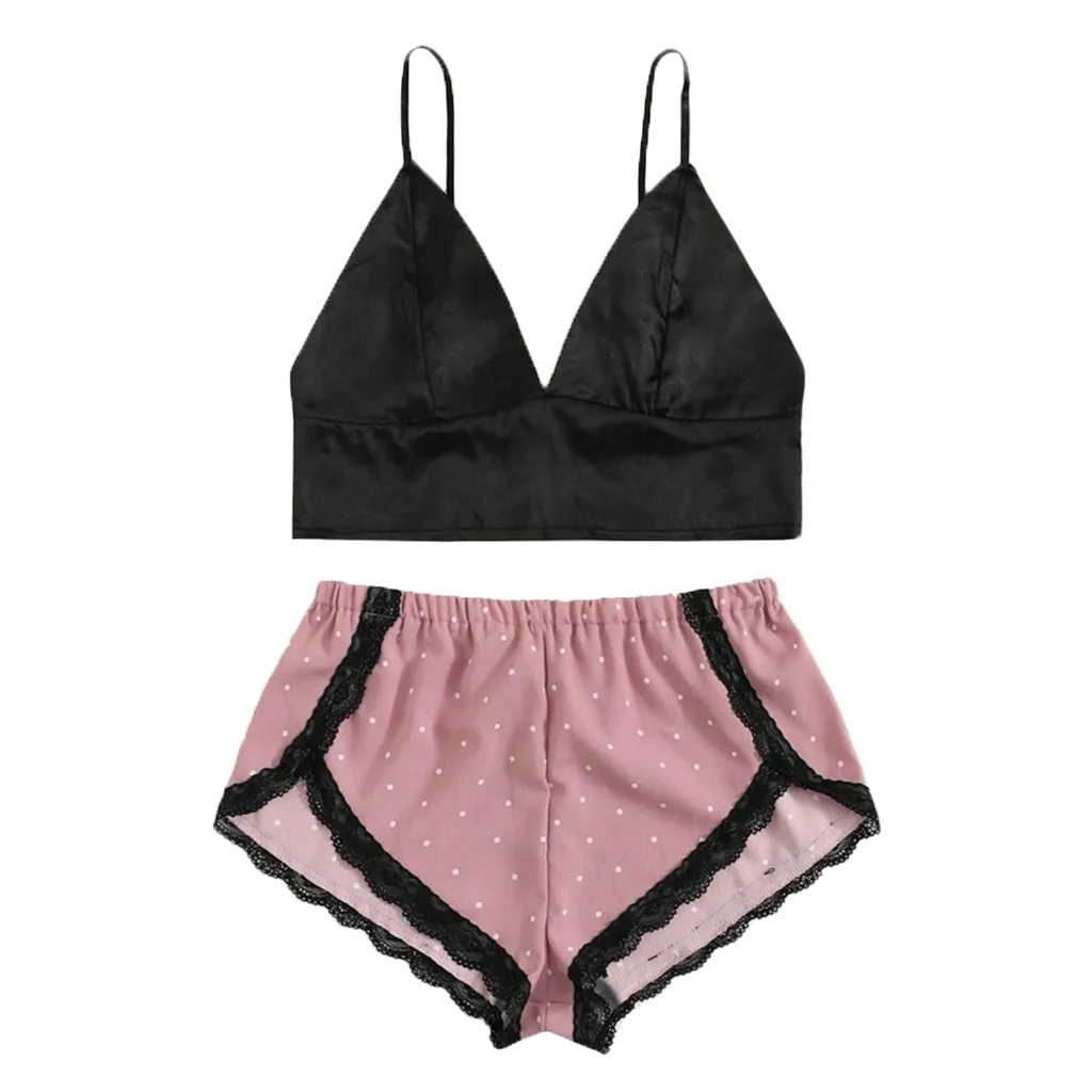 Сексуальное женское белье Пижама Женская атласная кружевная Повседневная