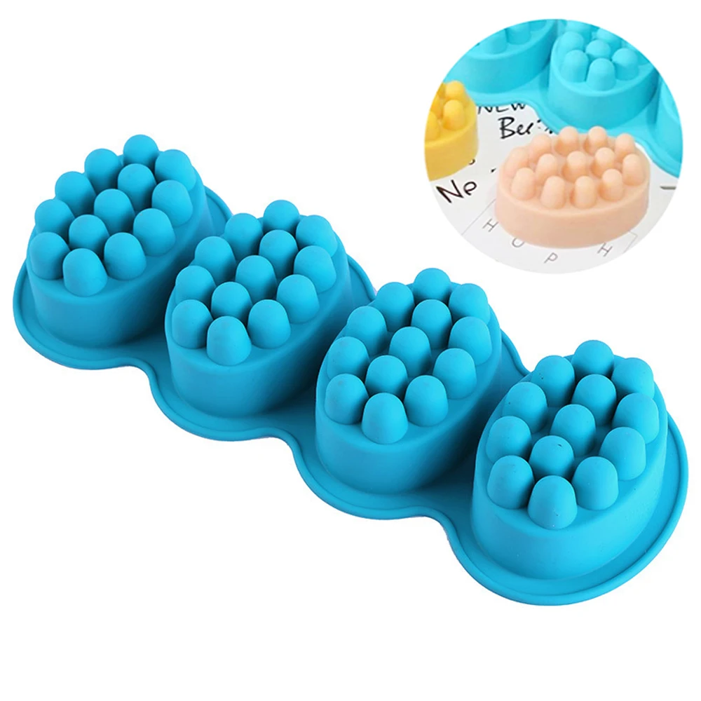 4 полости мыло формы массажной терапии силиконовые для мыла изготовления