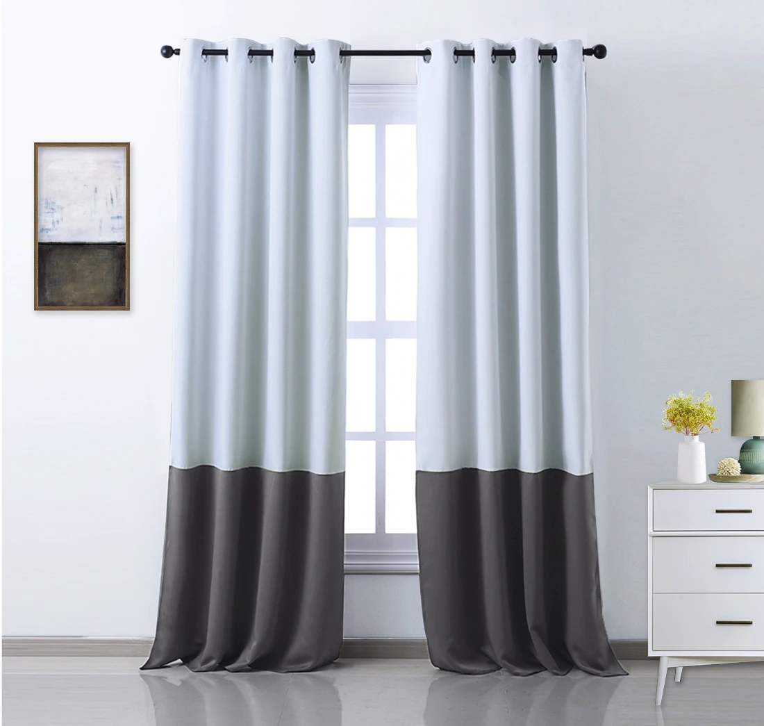 Grayish White Gray NICETOWN, 1 шт., 2 тона, новые цветные оконные шторы, оконное покрытие, модная термоизолированная уплотненная драпированная панель - Цвет: Grayish White Gray