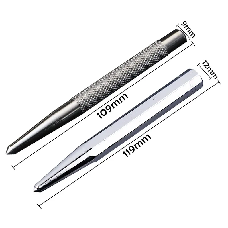 

Automatic Center Pin Punch Anti Slip Knurling Handle Steel Spring Loaded Loaded Metal Drill Marking Center Punch Tools Drill Bit