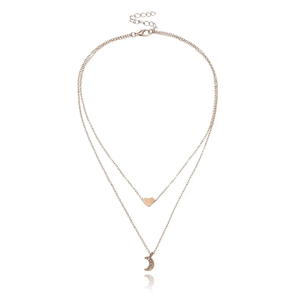 

New Vintage Multi Layered Necklace For Women Bohemian Coin Star Moon Geometric Chain Round Pendant Necklace Collar Jewelry