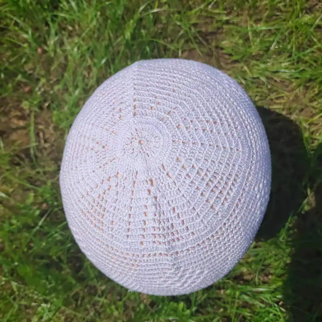 Мусульманская шапка шляпа национальная вязаная сетка крючком ручная белая