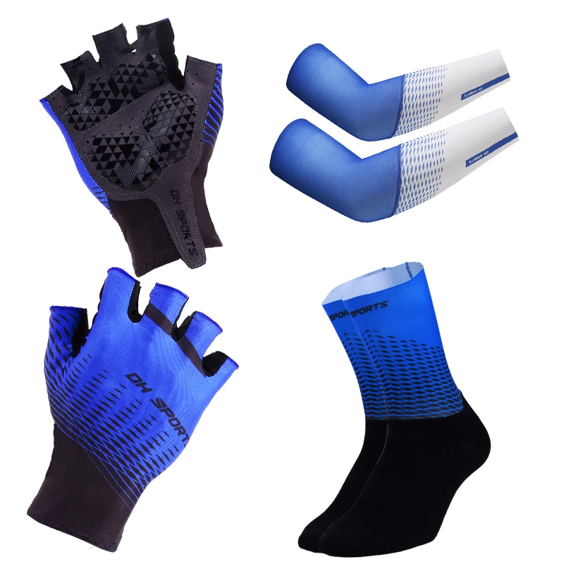 

New Anti Slip Bicycle Gloves with Socks and Sleeves Set Short Half Finger Cycling Gloves Outdoor Sports Men Bikes Gloves