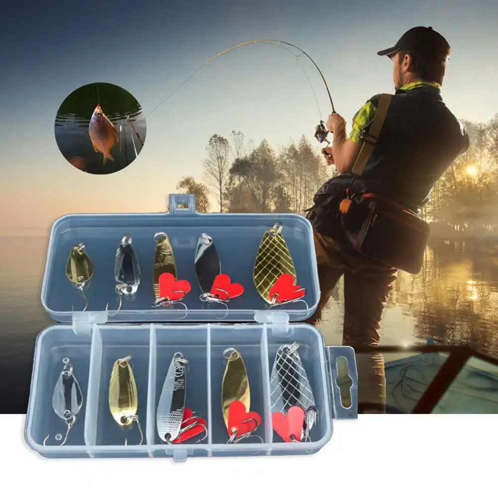 

10Pcs/Box Lightweight Fishing Lures 3 Hooks Metal Sharp Simulation Sequins Baits Kit for Outdoor