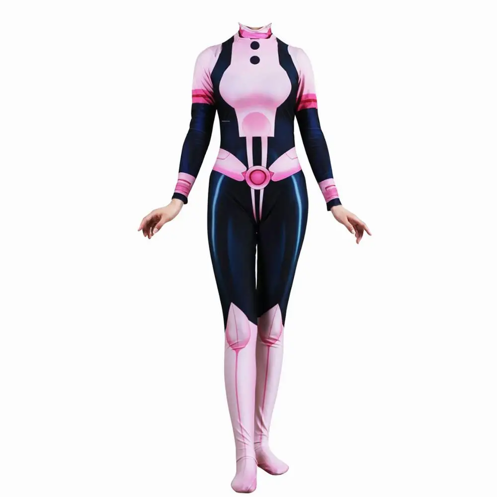 

Unisex Lycra Spandex Zentai Halloween My Hero Academia URARAKA Suit Cosplay Costumes Adult/Kids 3D Style