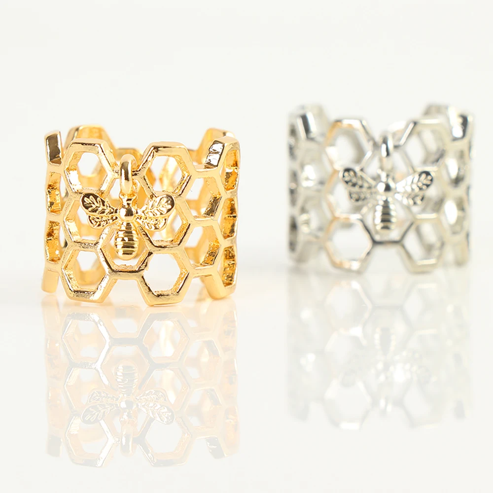 1 шт. милые Для женщин кольцо с пчелиными сотами крошечные пчелы Регулируемый