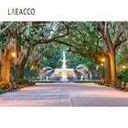 Фоны Laeacco для фотостудии, фонтан со старинными деревьями и скамейкой, сценические фоны для фотосъемки по индивидуальному заказу