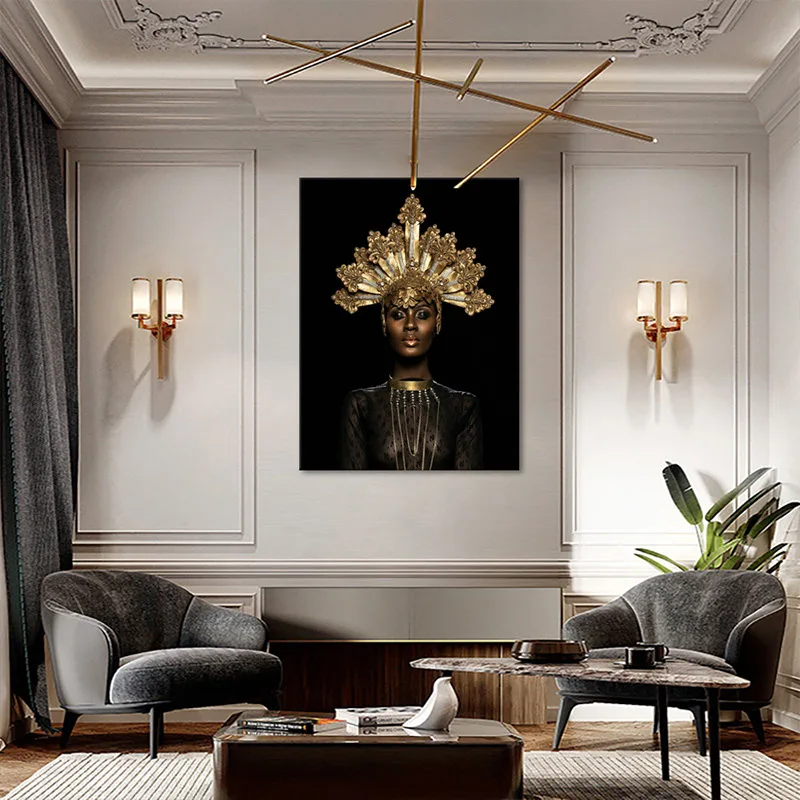 Черная и Золотая африканская Обнаженная индийская картина маслом на холсте