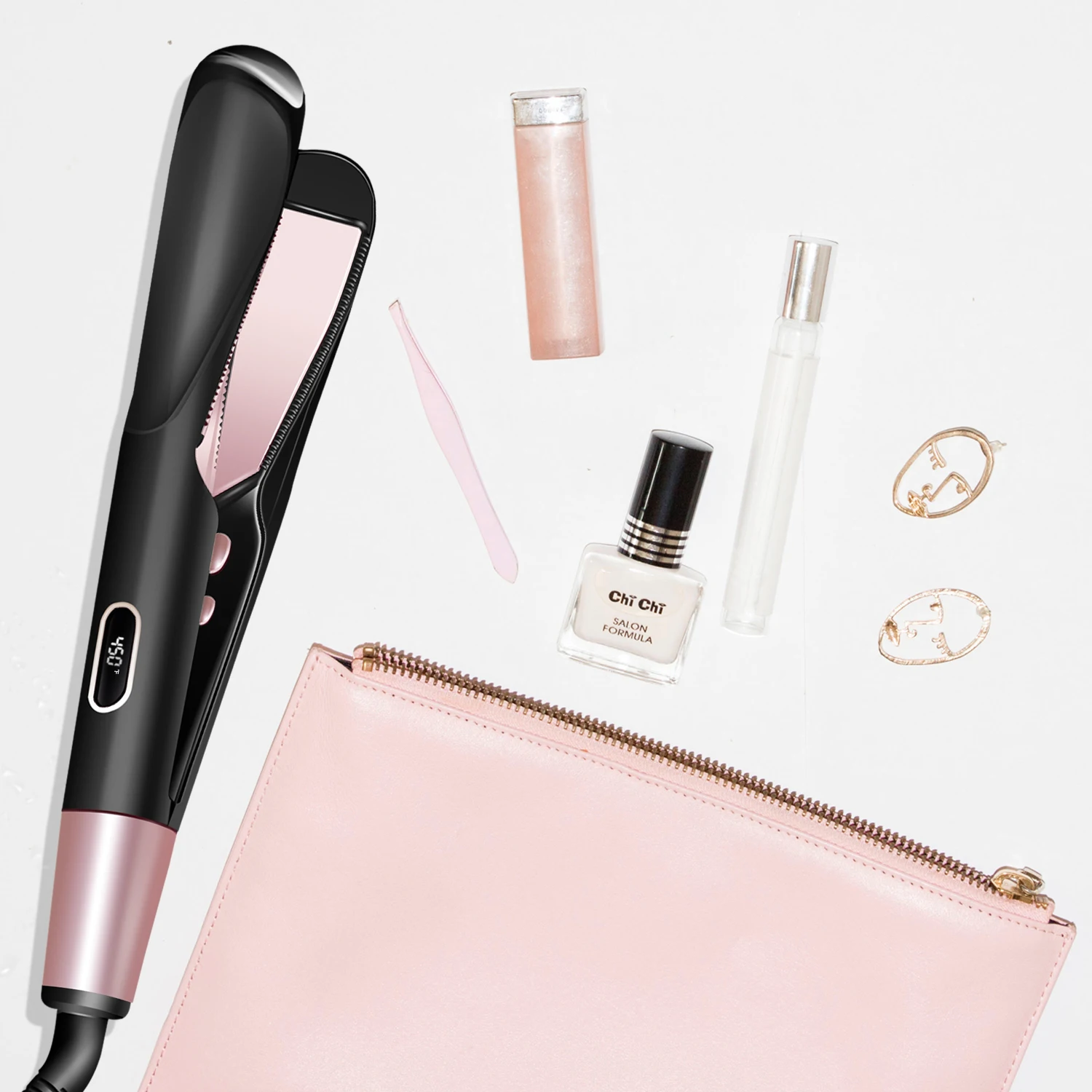 

Portable 2 In 1 Hair Curling & Straightening Titanium-Plated 1 Inch Flat Iron Hair Styling Tools Professional Hair Curler Crimp