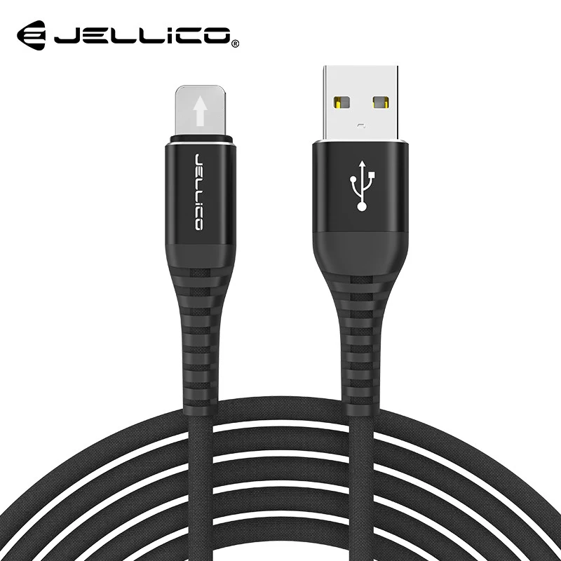 Черный Jellico 3A USB кабель для зарядки iphone XS max Xr X USB кабель для быстрой зарядки для iphone 8 7 6 5S Plus телефон зарядное устройство - Цвет: Черный