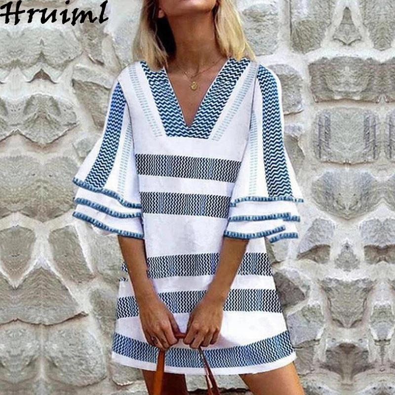 

Женское платье с коротким рукавом, V-образным вырезом, в полоску, в стиле пэчворк, элегантное Клубное платье мини