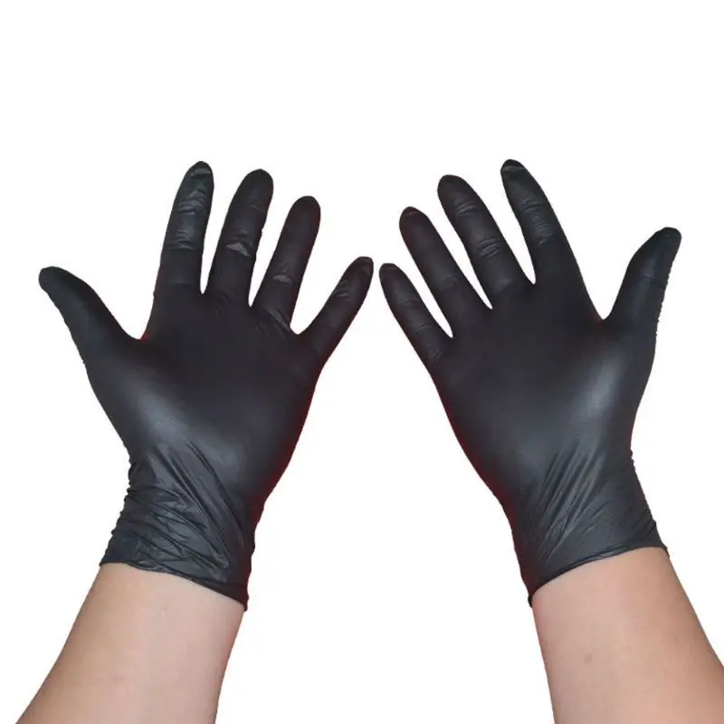 

100pcs Nitrile Gloves Rip Resistant Disposable Black Gloves Work Safety Gloves