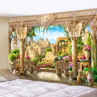 ancient architecture printing large tapestry wall hanging retro hippie bohemian aesthetics room decoration home wall decoration