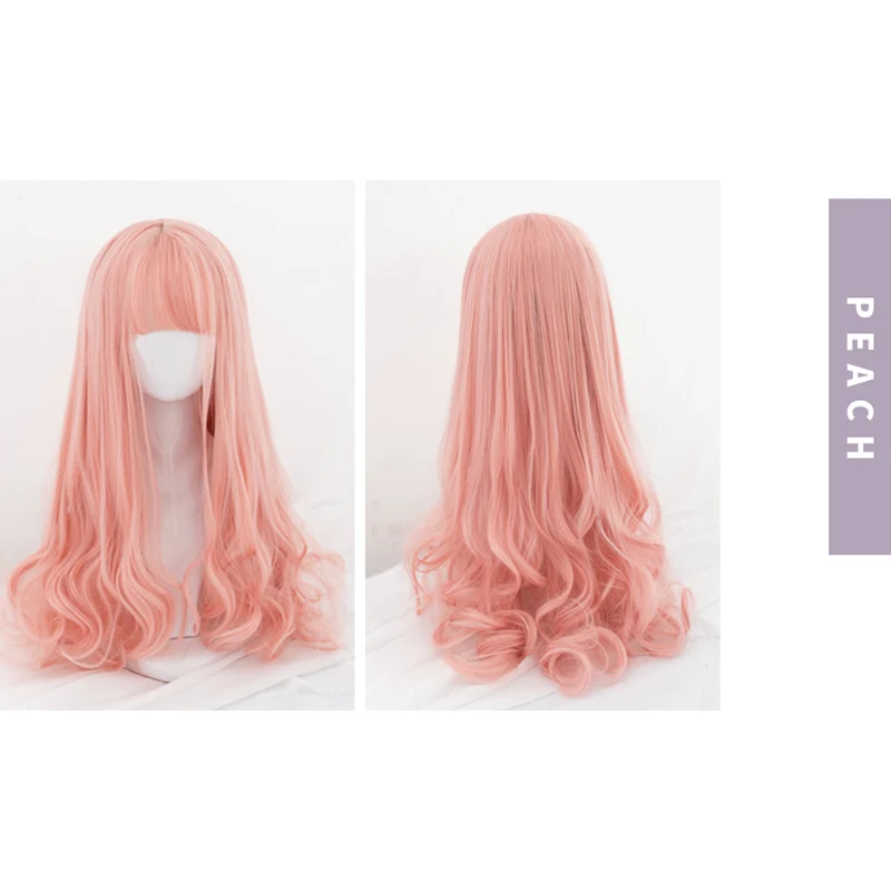 AILIADE розовые синтетические парики с челкой длинные женские волосы кудрявые