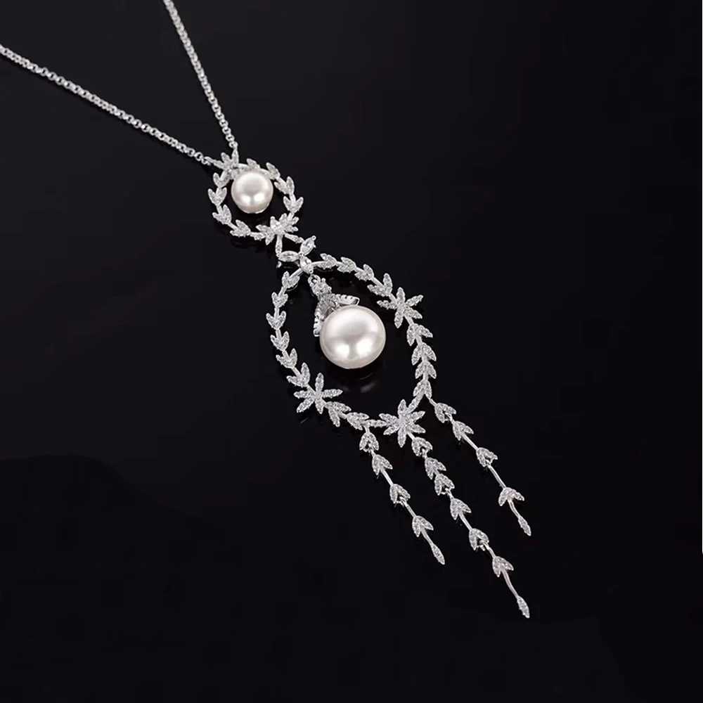 

Adjustable 925 Sterling Silver Petal Pearl Tassel Necklace Original Personality High-end Luxury Brand Monaco Jewelry Ladies Gift